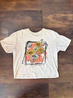 Rebellious One Floral Graphic Cropped Tee Women’s Medium